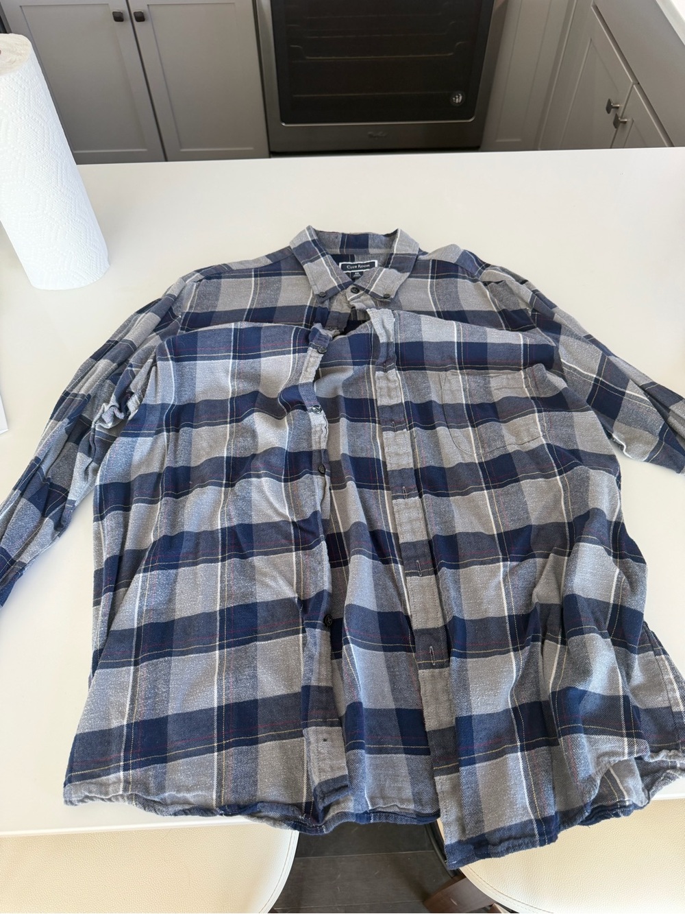 Club Room Navy and Gray Plaid Button-Down Shirt
